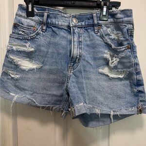 American Eagle Outfitters Blue Distressed Jean Shorts size 0